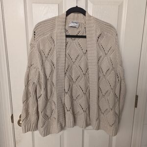 Old Navy Knit Cardigan, Cream, Size Medium Petite